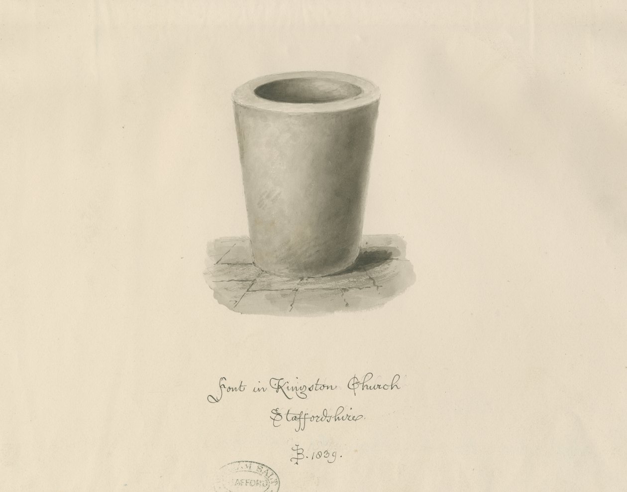 Písmo v kostele Kingstone: sépiová kresba, 1839 od John Buckler