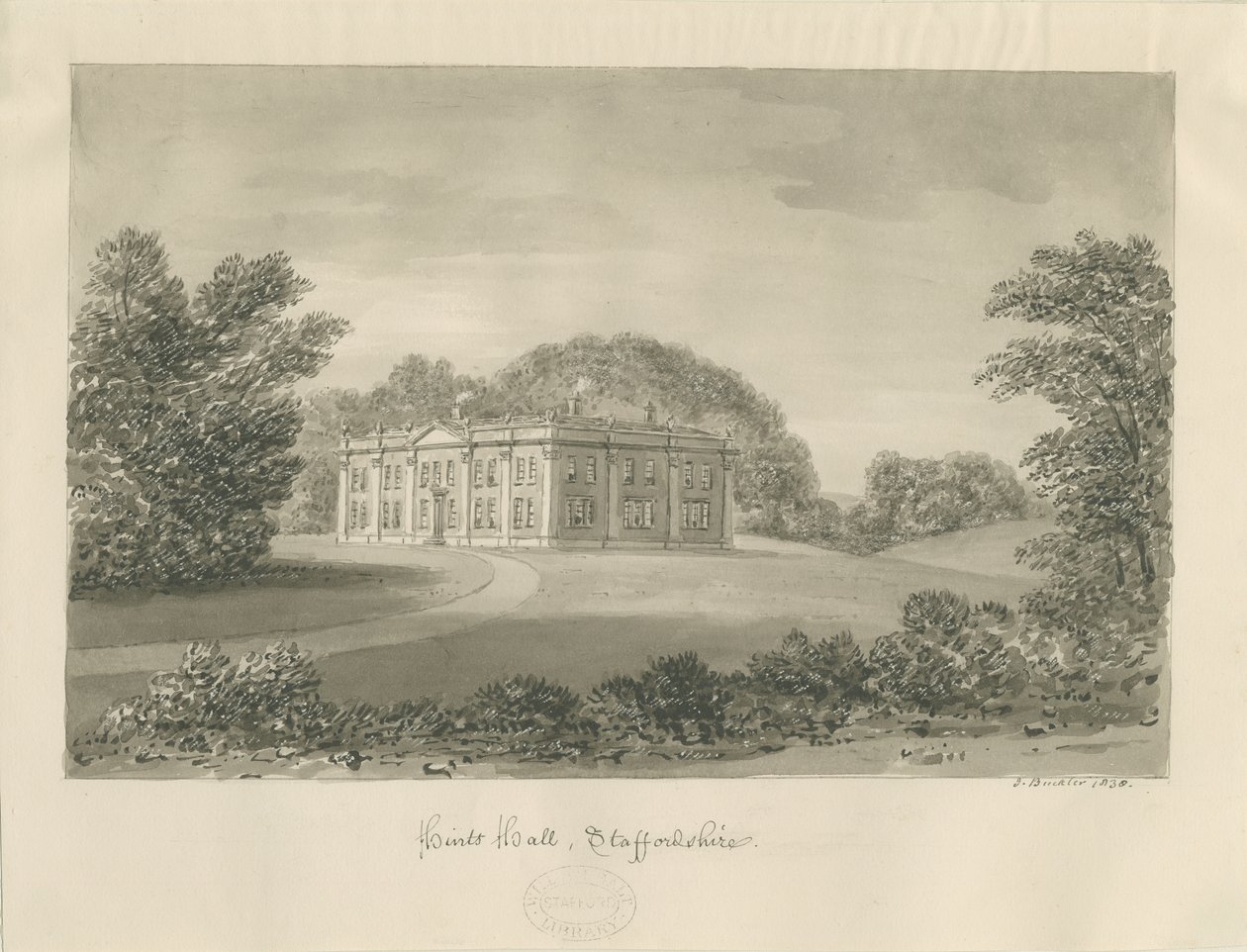 Rady Hall: kresba sépie od John Buckler