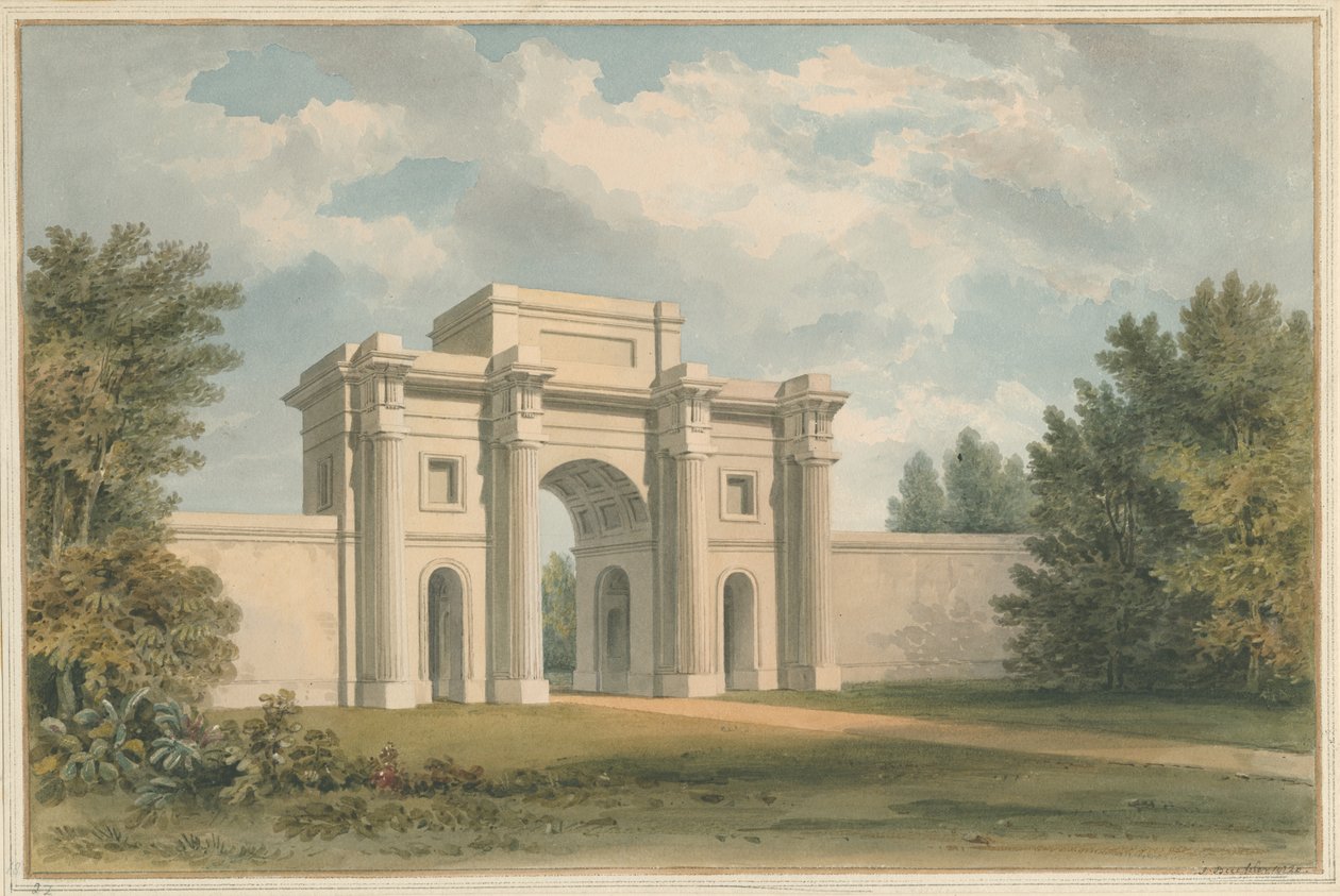 Leicestershire – Gopsall House – The Gateway, 1820 od John Buckler