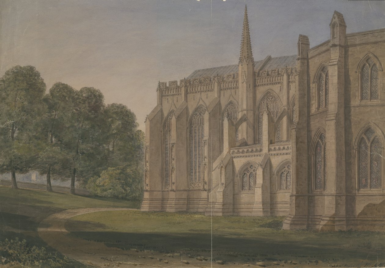 Katedrála Lichfield - North North West View: malba vodovými barvami, 184[5] od John Buckler
