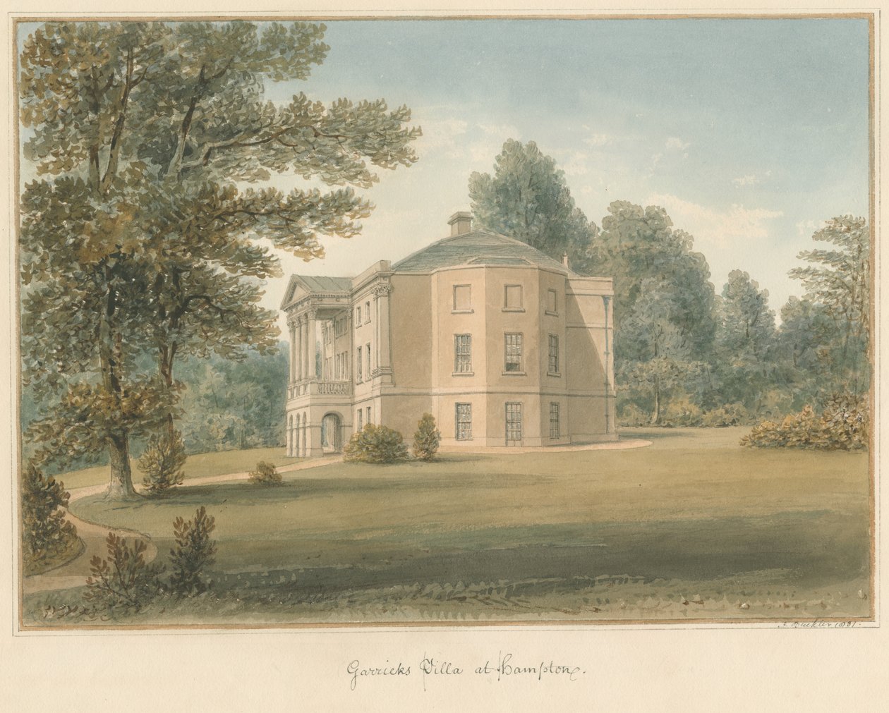 Middlesex – Hampton – Garrickova vila, 1831 od John Buckler