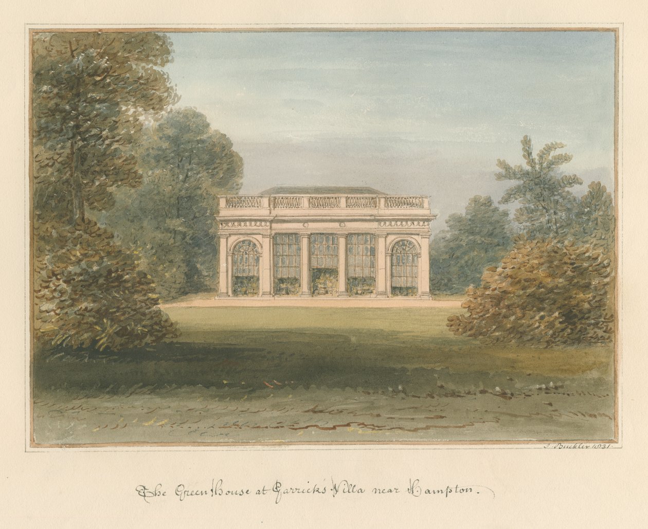 Middlesex – Hampton – Zelený dům v Garrickově vile, 1831 od John Buckler
