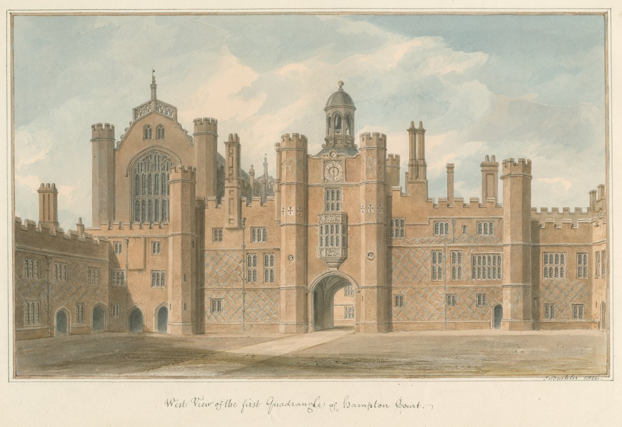 Middlesex - Hampton Court - První čtyřúhelník, 1826 od John Buckler