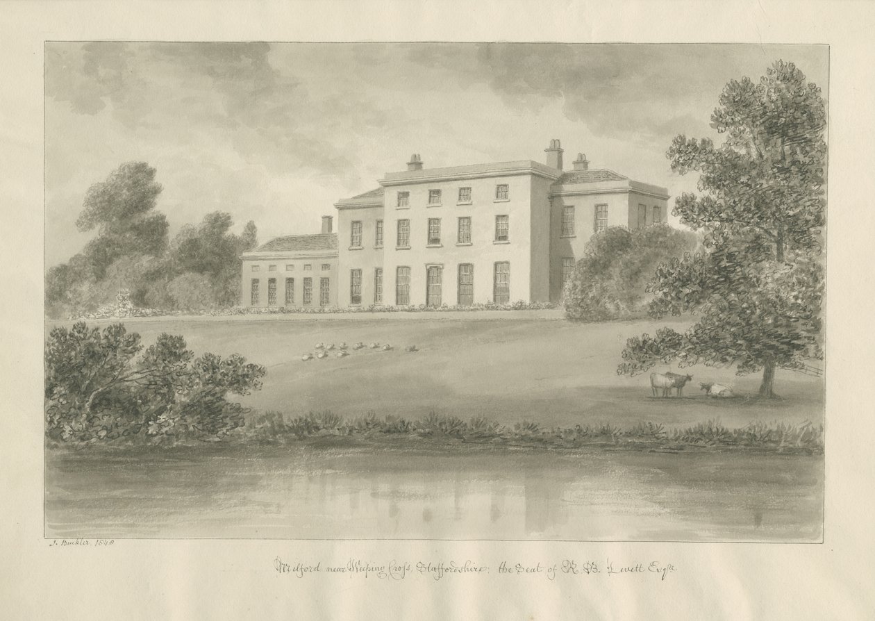 Milford House: sépiová kresba od John Buckler