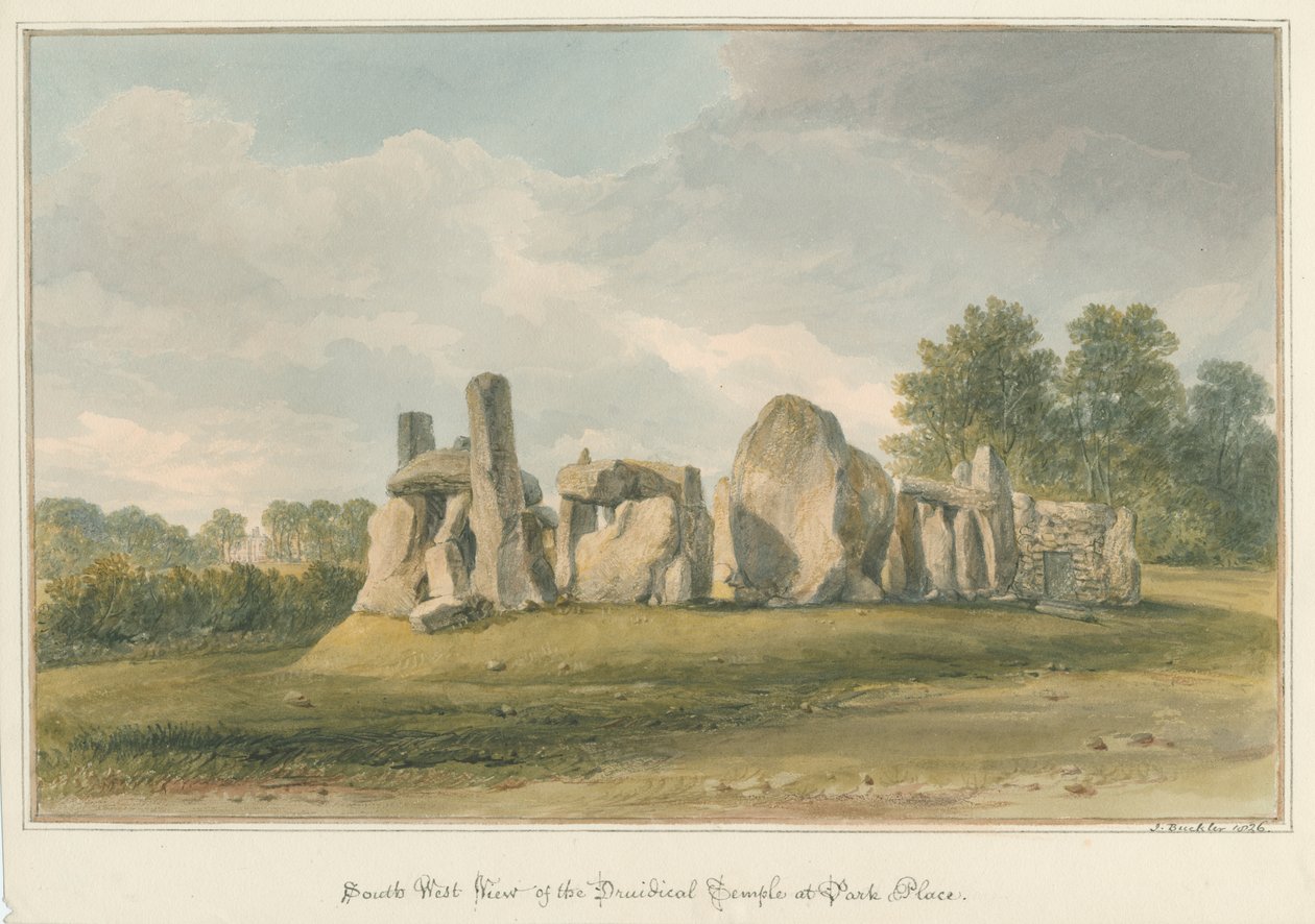 Oxfordshire - Henley upon Thames - Druidický chrám v Park Place, 1826 od John Buckler