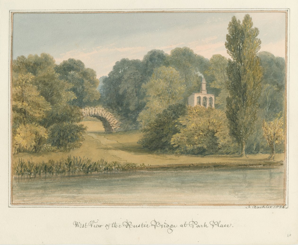 Oxfordshire - Henley upon Thames - Rustikální most v Park Place, 1826 od John Buckler
