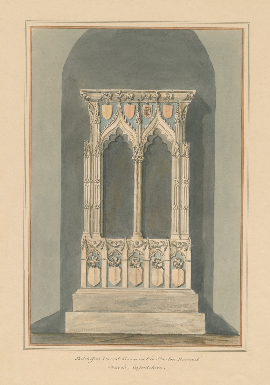 Oxfordshire - Stanton Harcourt Church - Památník, 1803 od John Buckler