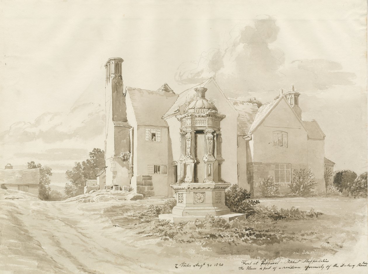 Patshull - Pepperhill: sépiová lavírovaná kresba, 30. srpna 1820 od John Buckler