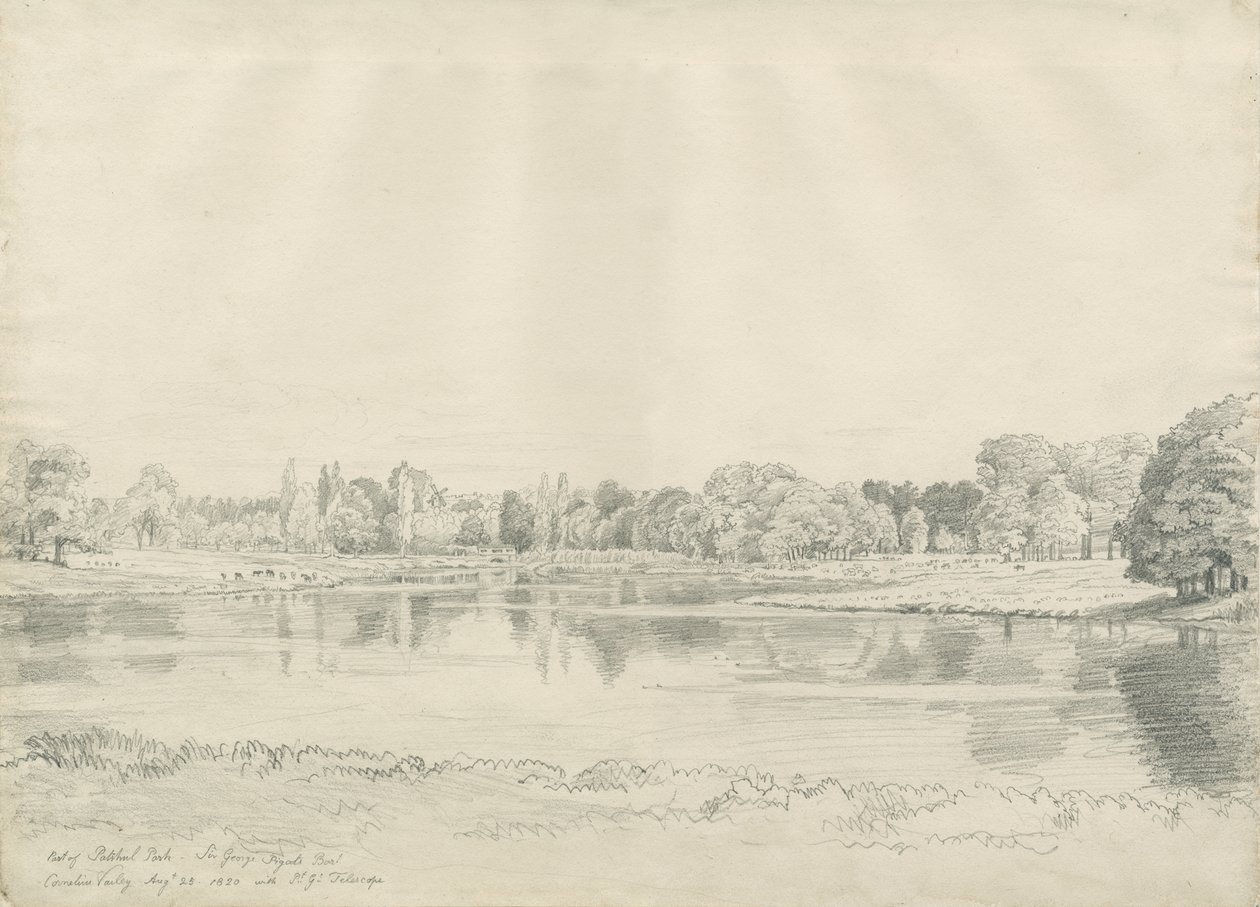 Patshull House - Park and Pool: kresba tužkou, 25. srpna 1820 od John Buckler