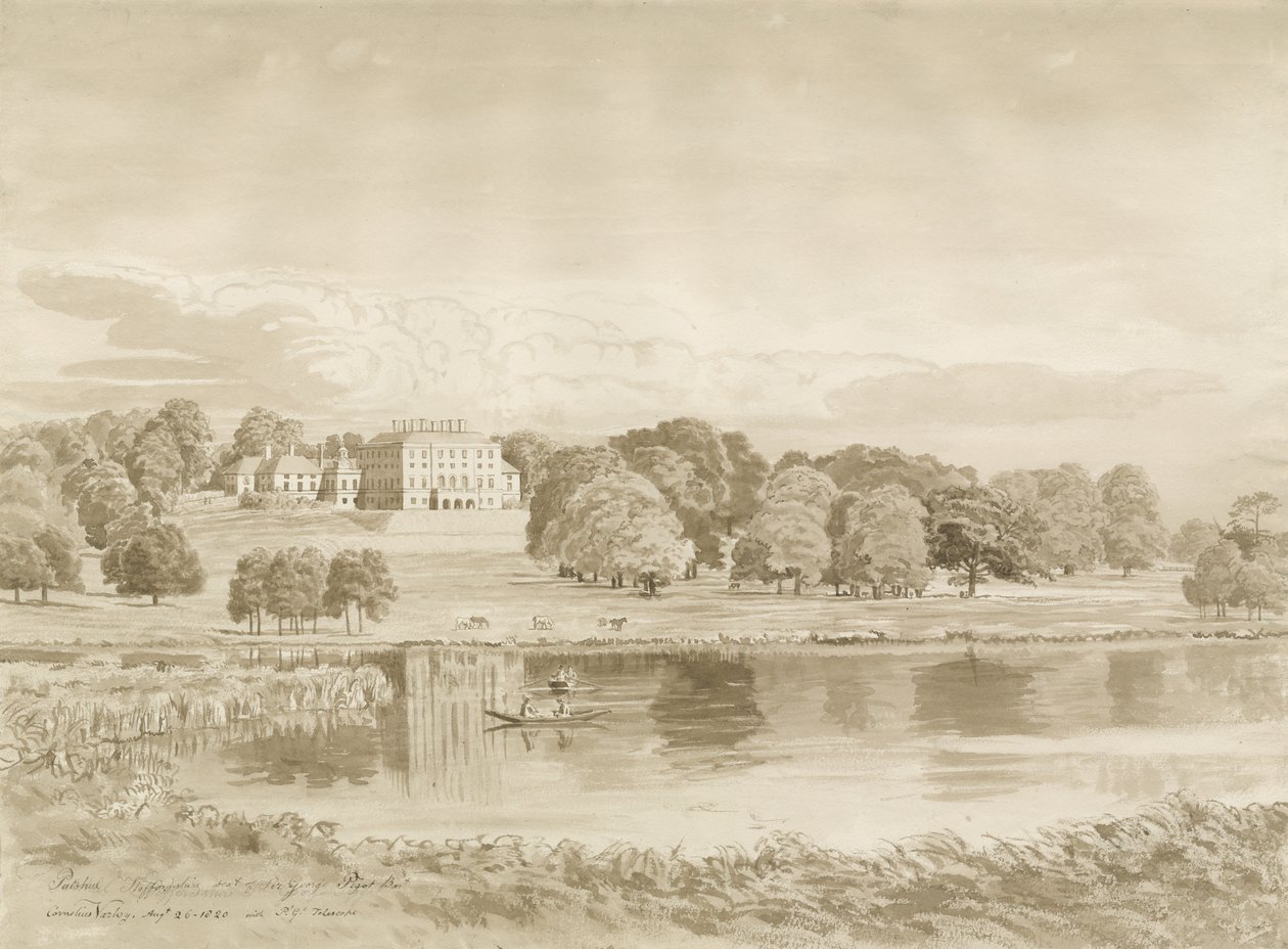 Patshull House: sépiová kresba, 26. srpna 1820 od John Buckler