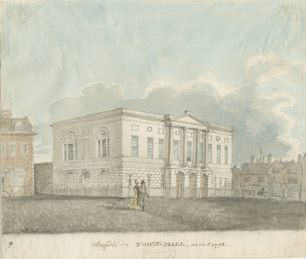 Stafford - Chetwynd House: sépiová kresba od John Buckler