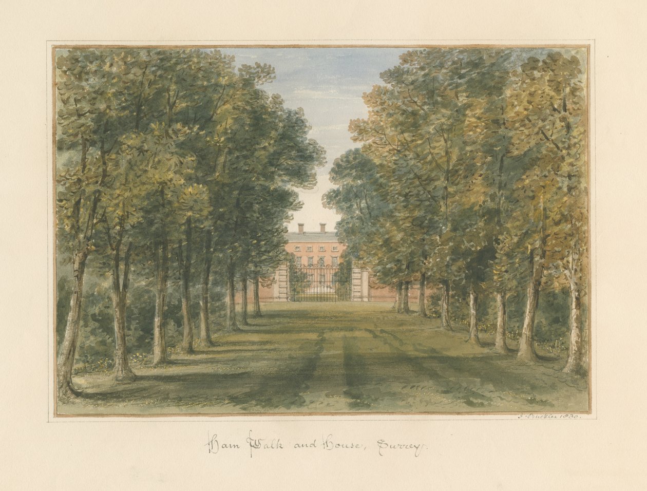 Surrey - Ham Walk and House, 1830 od John Buckler