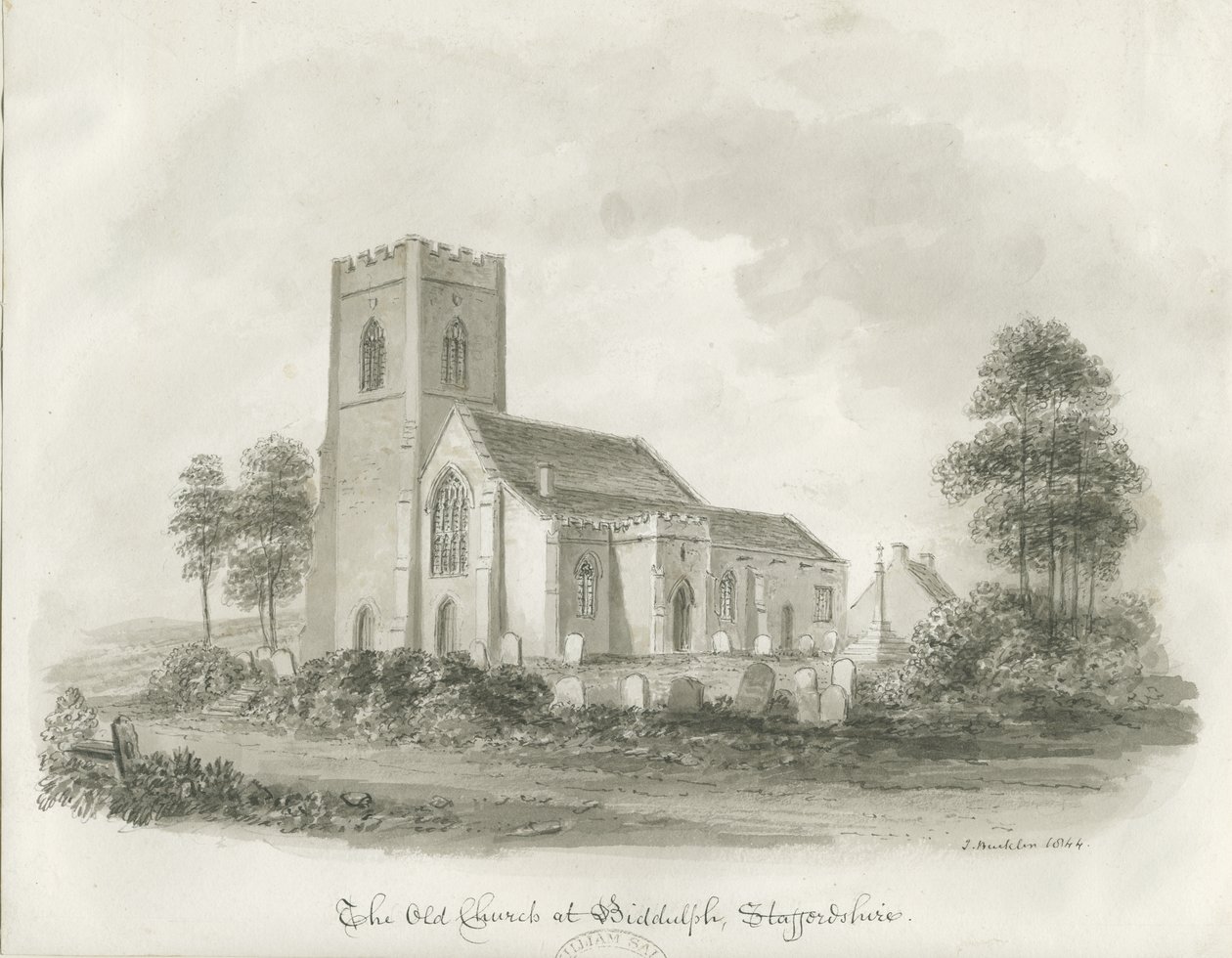 Starý kostel v Biddulph, Staffordshire, 1844 od John Buckler