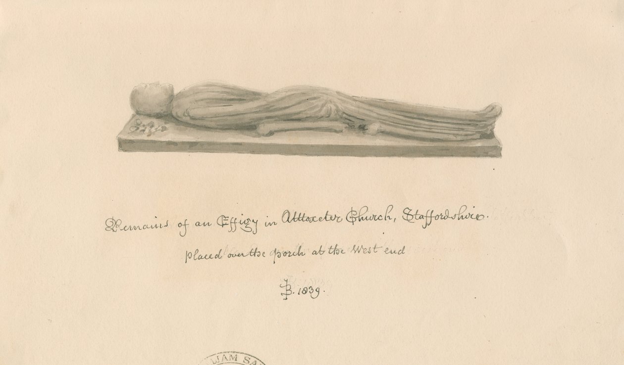 Uttoxeter Church - Podobizna: sépie lavírovaná kresba od John Buckler