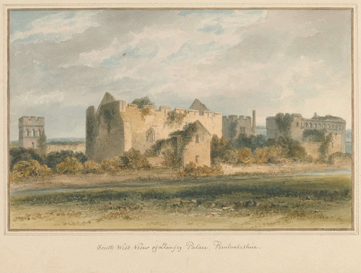 Wales – Pembrokeshire – palác Lamphey, 1815 od John Buckler