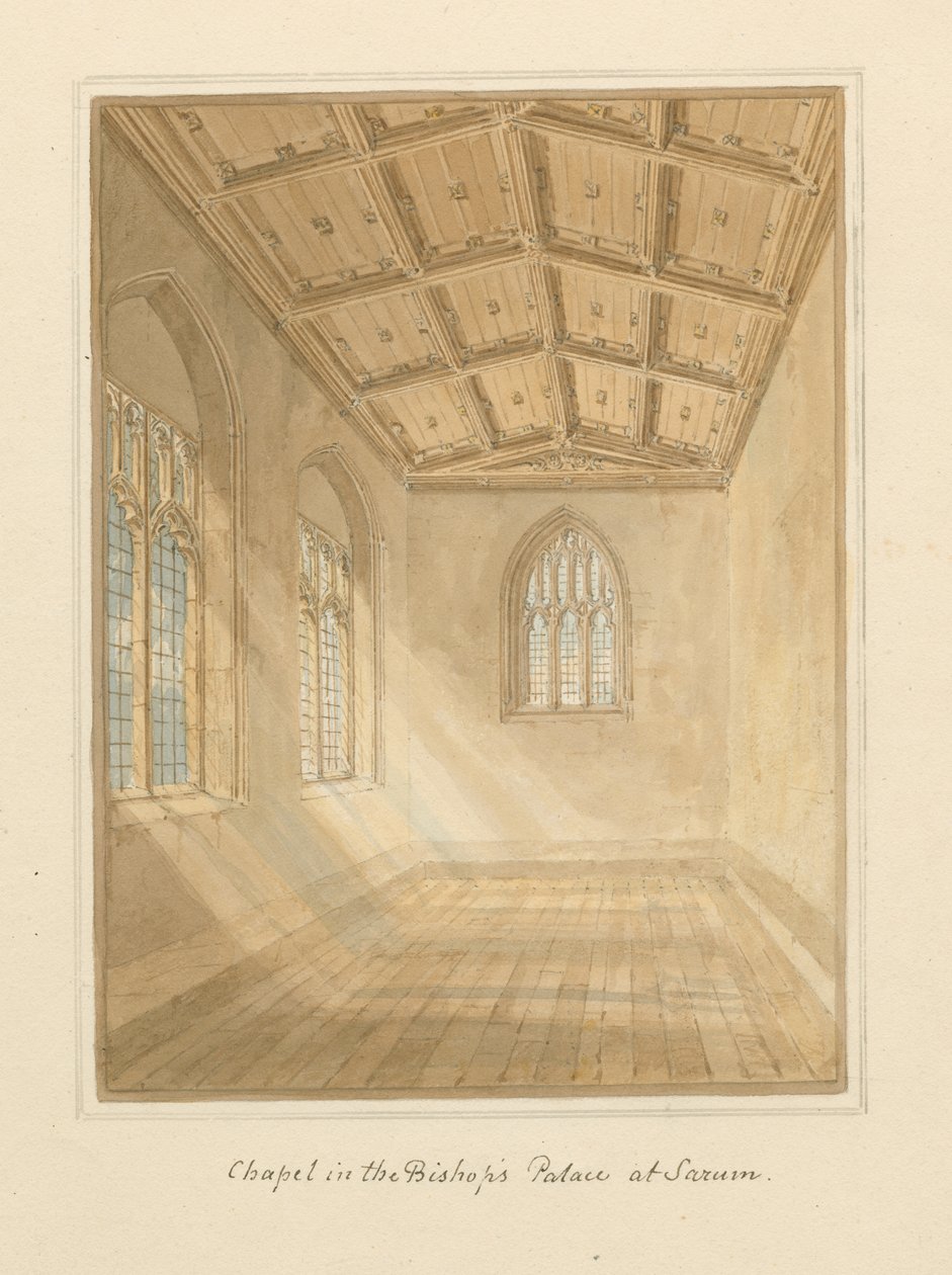 Wiltshire - Sarum - interiér kaple v biskupském paláci, 1800 od John Buckler