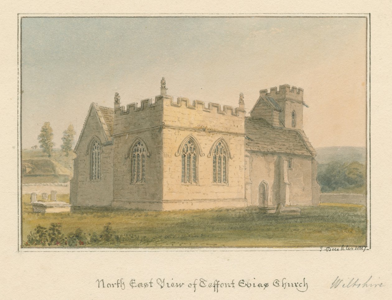Wiltshire - Teffont Evias Church, 1817 od John Buckler