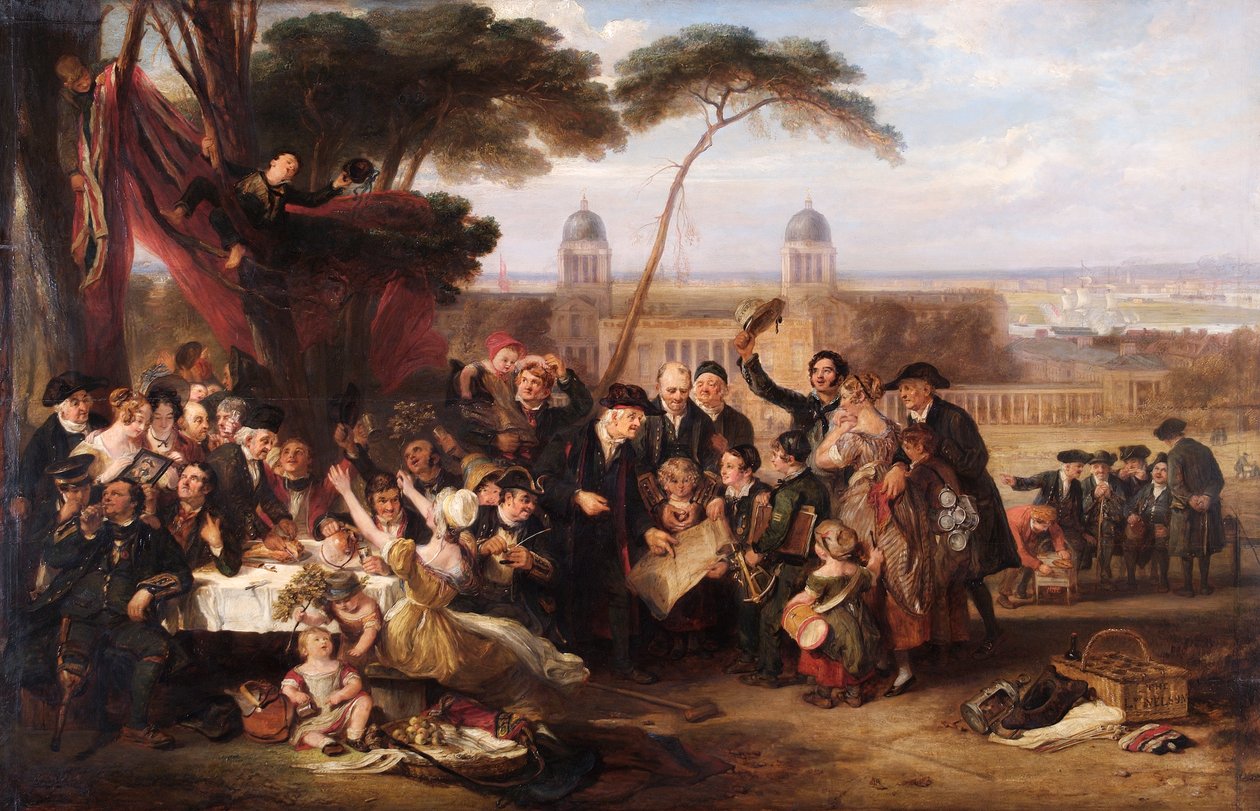 The Greenwich Pensioners Commemorating Trafalgar, c.1835 (olej na panelu) od John Burnet