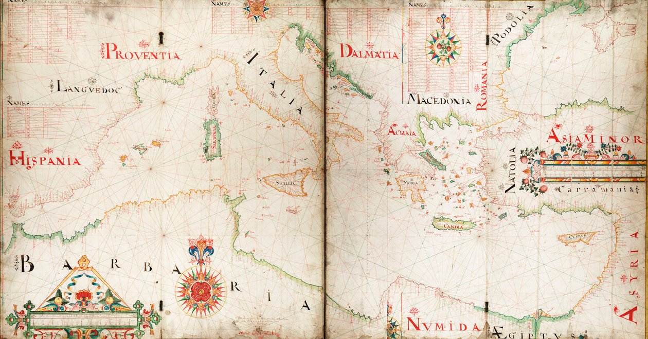 Mapa Středozemního, Černého a Kaspického moře od John Burston