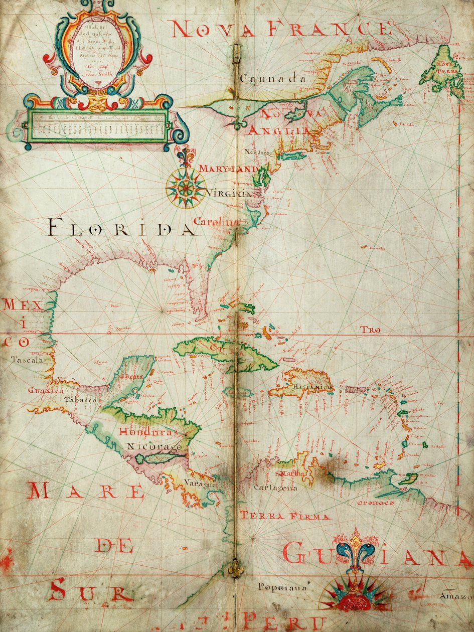 Mapa západního Atlantiku od John Burston
