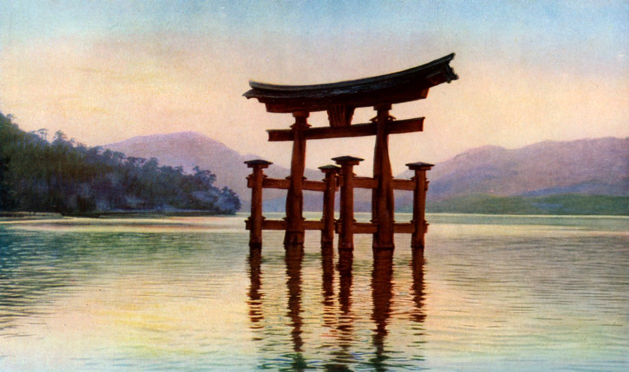 Torii f Icukushima člen MP Miyajima doctor sand, Japonsko, 30. léta 20. století od John Bushby