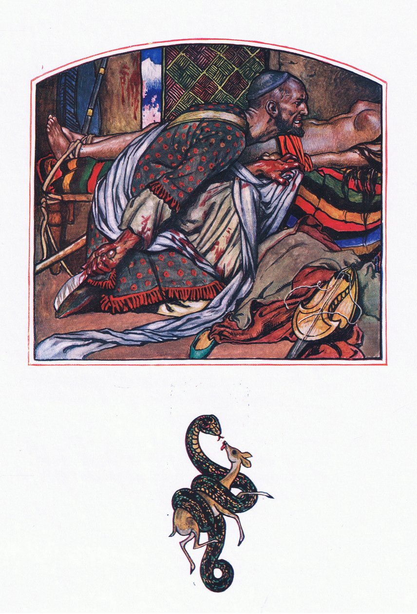 Afridi love, ilustrace z The Garden of Kama (a další texty z Indie), 1920 od John Byam Liston Shaw