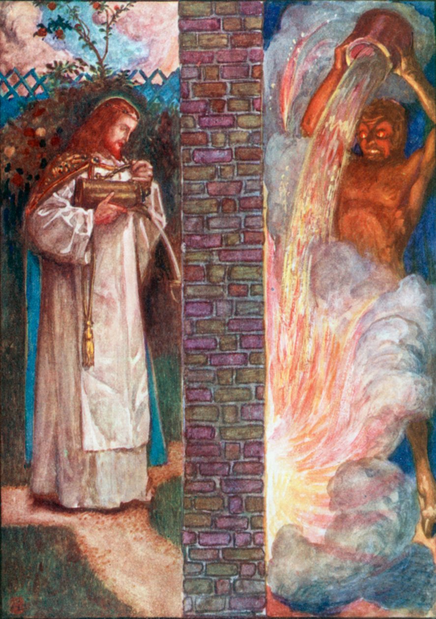 Kristus a ďábel (barevná litografie) od John Byam Liston Shaw