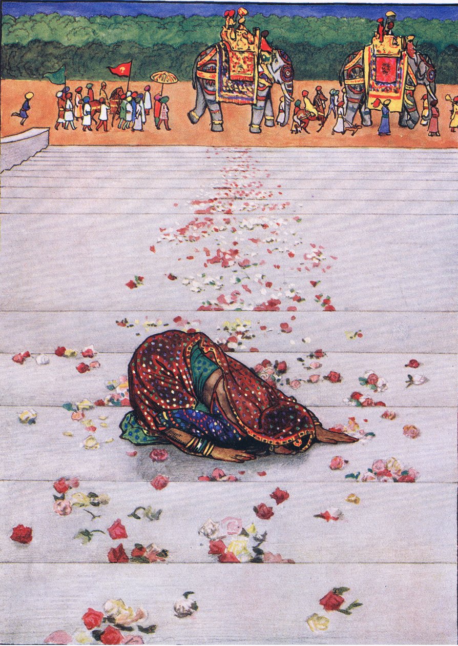 Píseň oddaného otroka, ilustrace z „Zahrada Kama od John Byam Liston Shaw