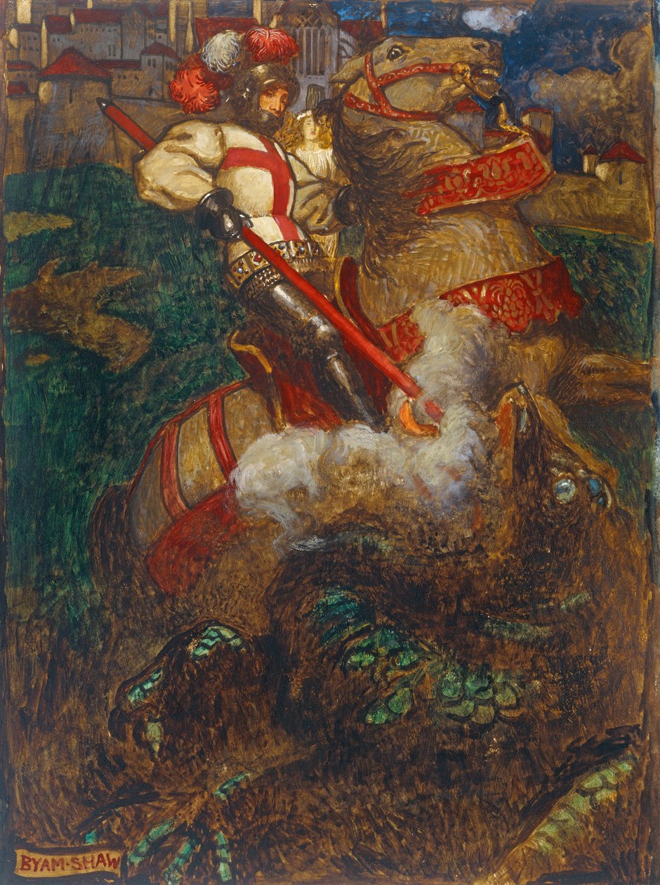 Svatý Jiří zabíjející draka, 1908 od John Byam Liston Shaw