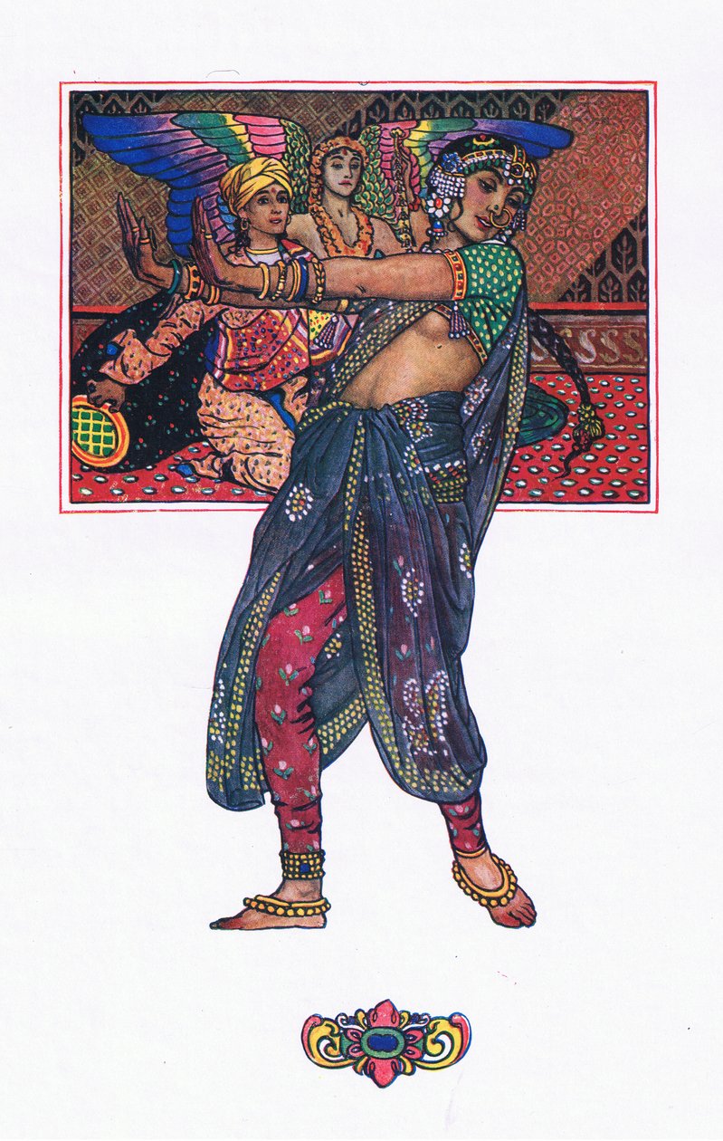 The Temple Dancing Girl, ilustrace z The Garden of Kama (a další texty z Indie), 1920 od John Byam Liston Shaw