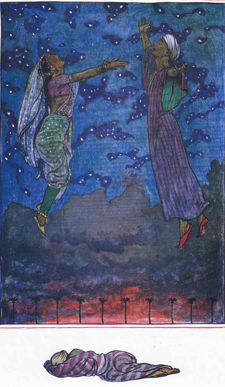 Tři písně Zahir-u-Din, ilustrace z The Garden of Kama (a další texty z Indie), 1920 od John Byam Liston Shaw