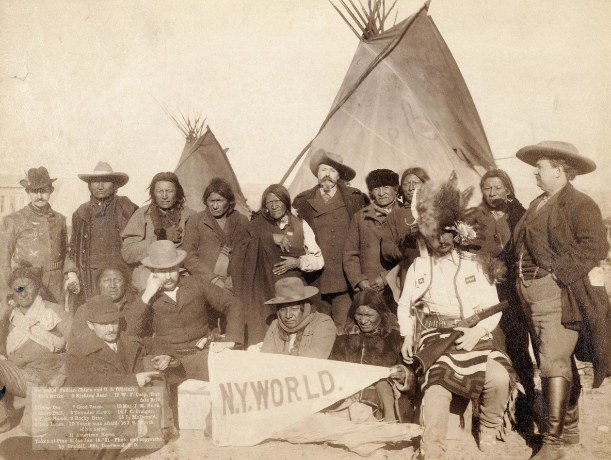 Indiánští náčelníci a američtí úředníci v Pine Ridge, 1891 od John C. H. Grabill