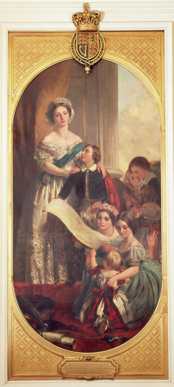 Královna Viktorie (1819-1901) s Albertem Edwardem, princem z Walesu, Viktorií, královskou princeznou a dalšími členy královské rodiny, 1864 od John Calcott Cope