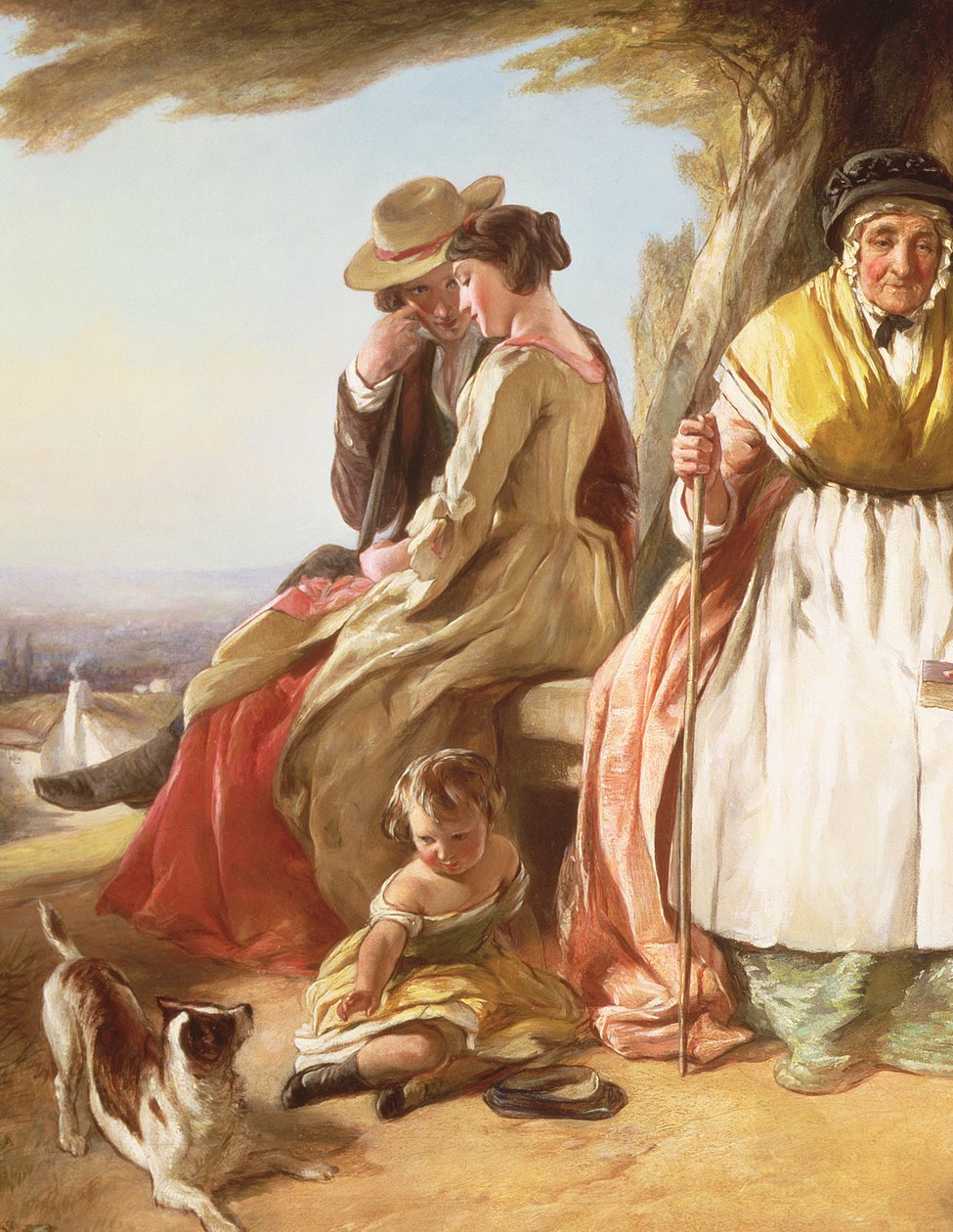Mládí a věk, detail milenců (detail 59345) od John Callcott Horsley