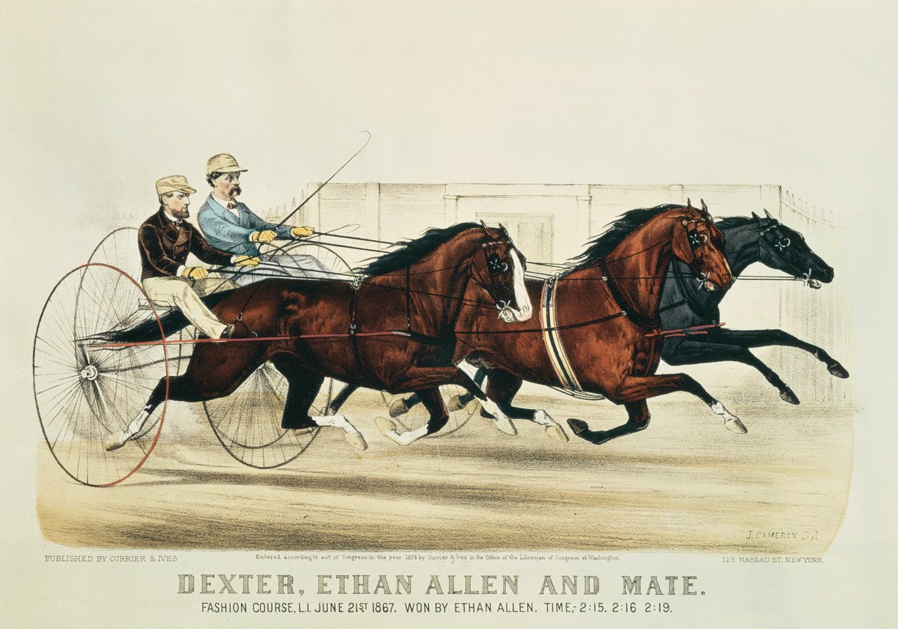 Dexter, Ethan Allen a Mate, publikoval Nathaniel Currier (1813-88) a James Merritt Ives (1824-95), 1874 od John Cameron