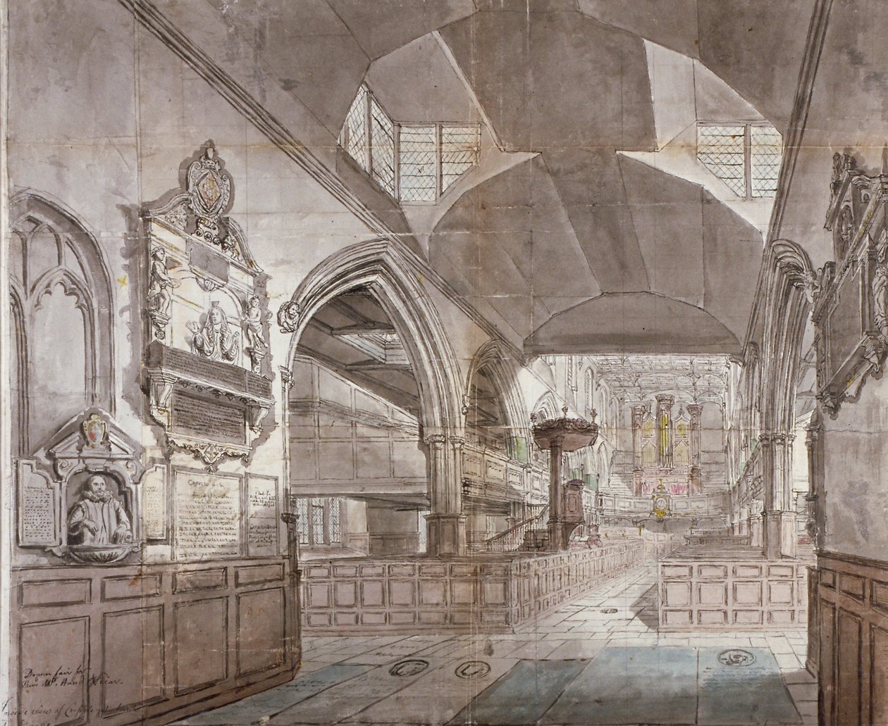 Kostel svatého Jiljí bez Cripplegate, City of London, 1781 od John Carter