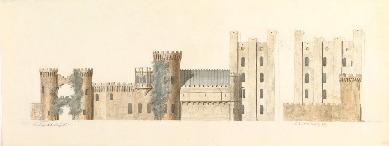 North Aspects of Lea Castle a West Aspect of Wolverley, Cookley, Worcestershire, ca. 1816. od John Carter.
