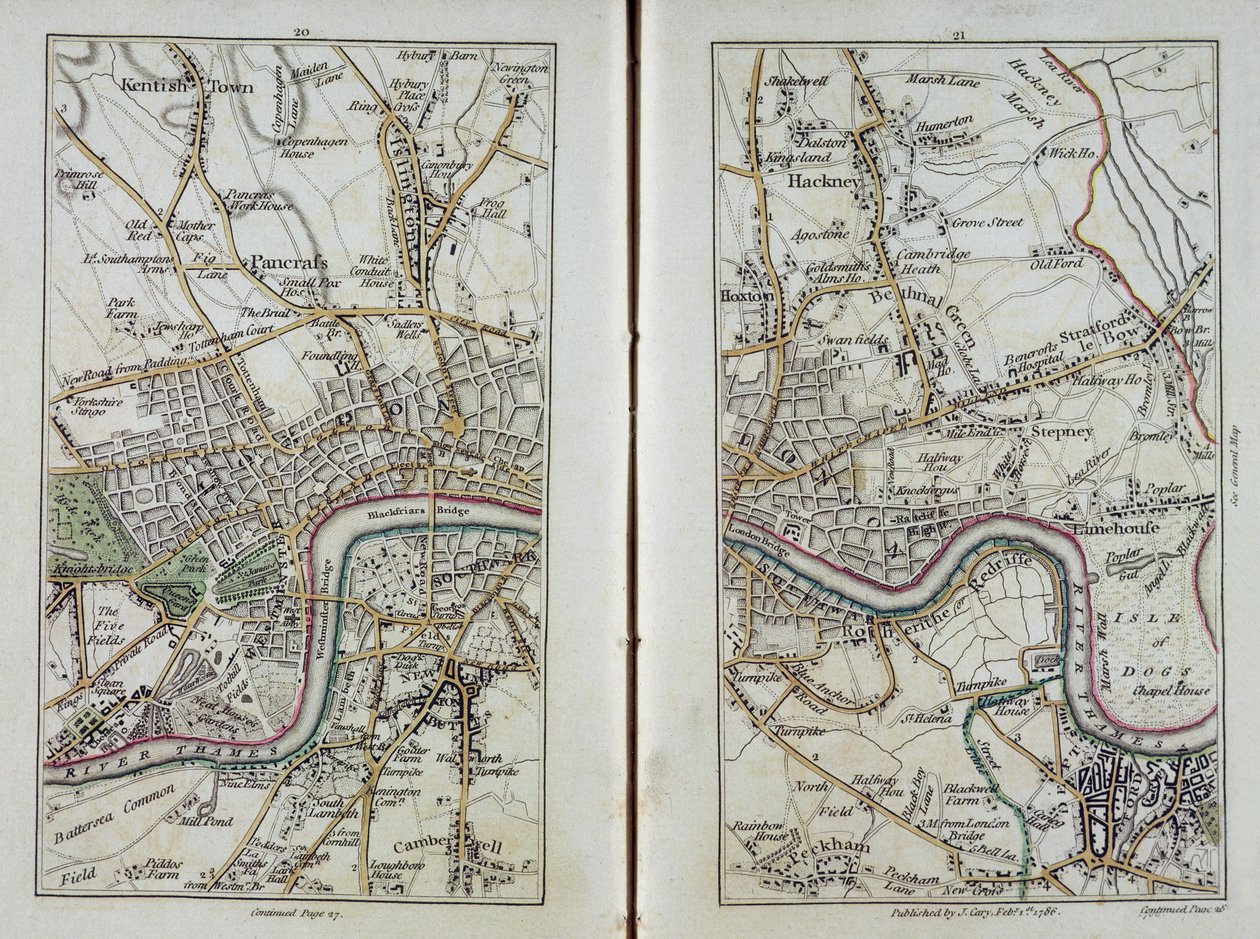 Mapa východního Londýna, desky 20-21, z 