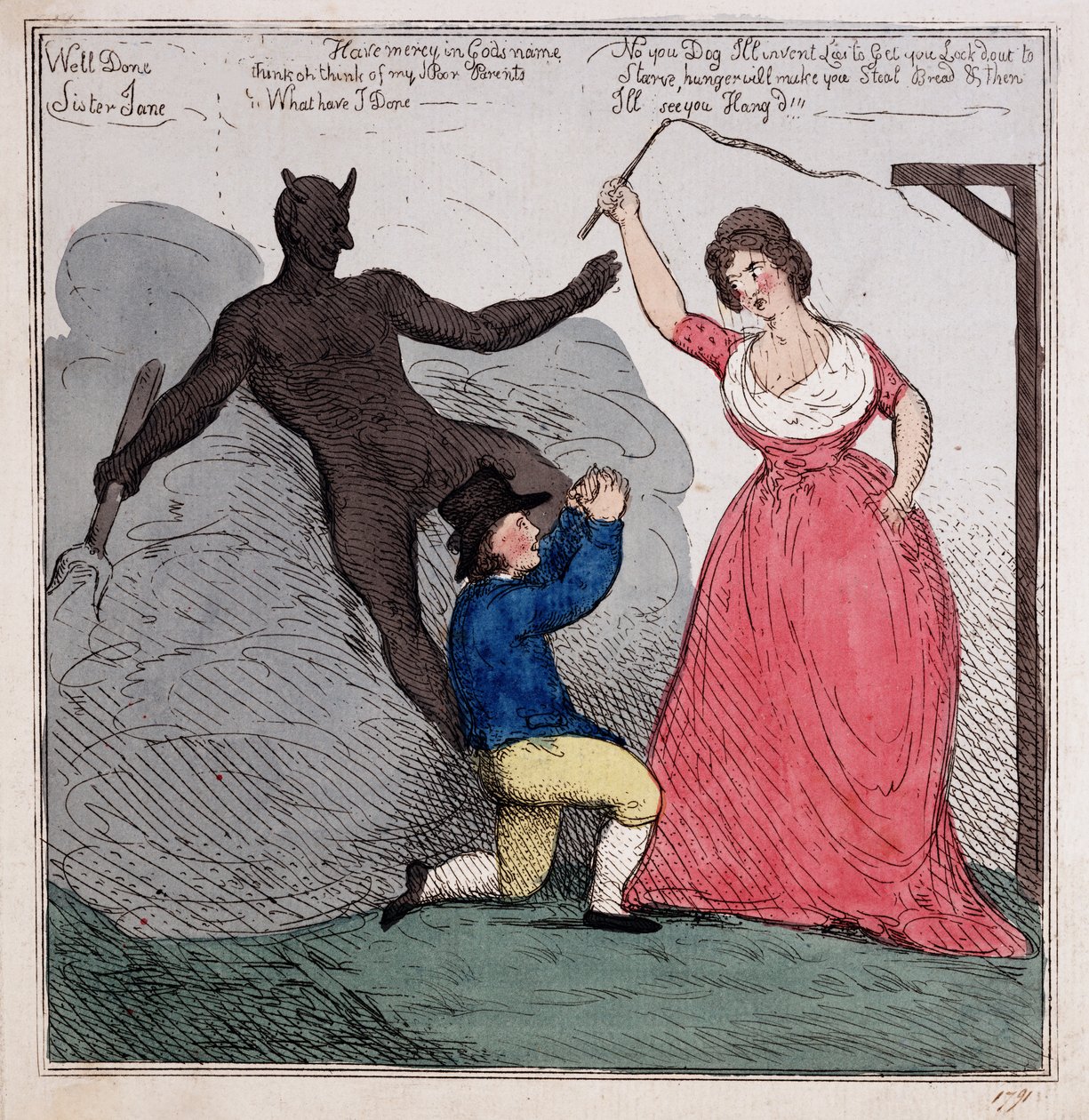 Sestra Jane, kolem roku 1791 (ručně kolorovaná rytina) od John Cawse