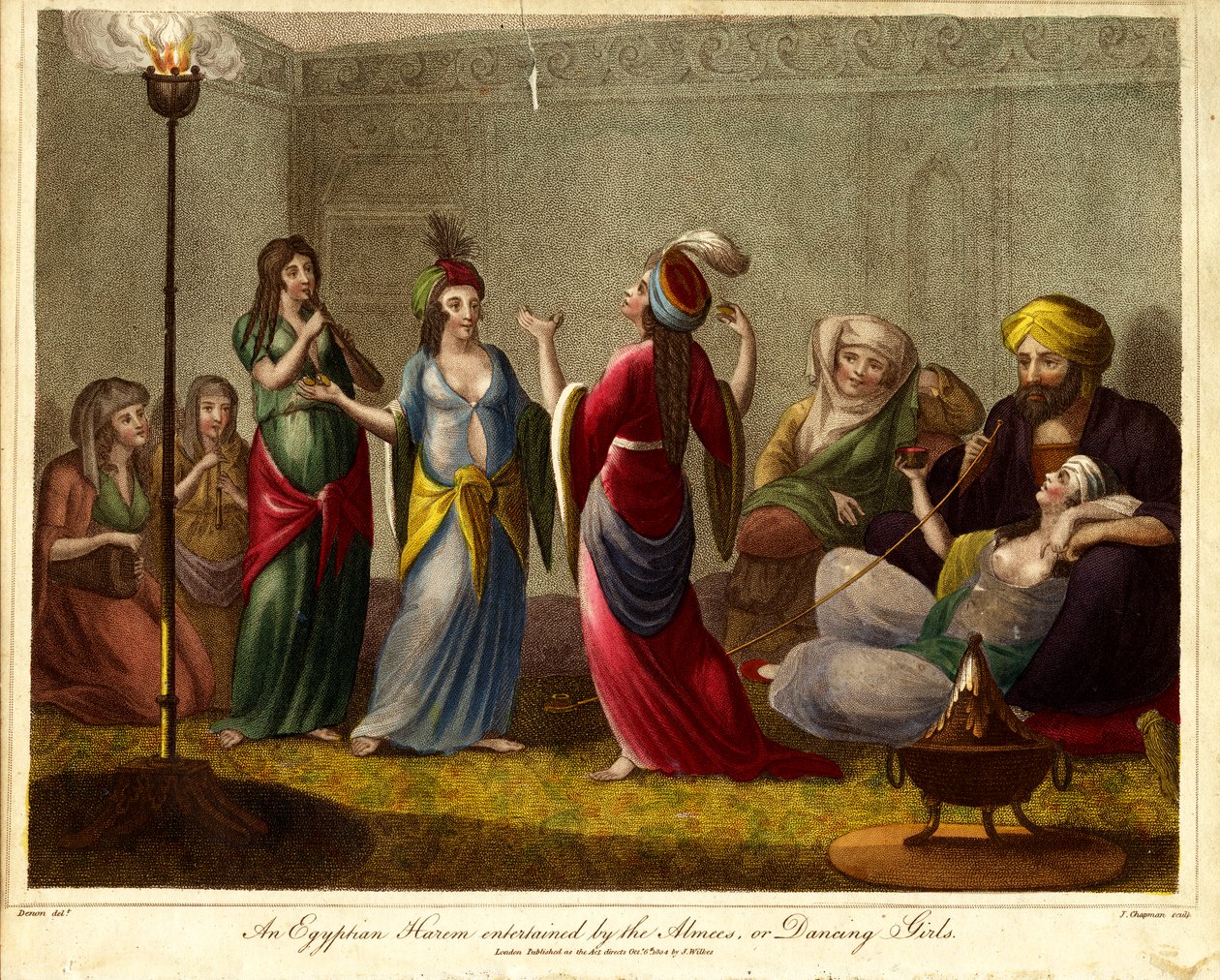 Egyptský harém, kde se baví almée neboli tanečnice od John Chapman