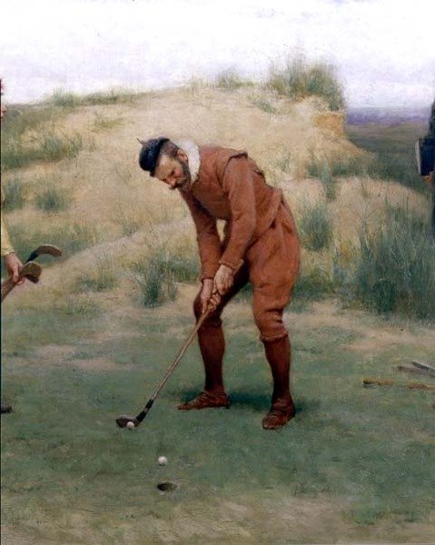 Během doby kázání, detail golfisty, 1896 od John Charles Dollman