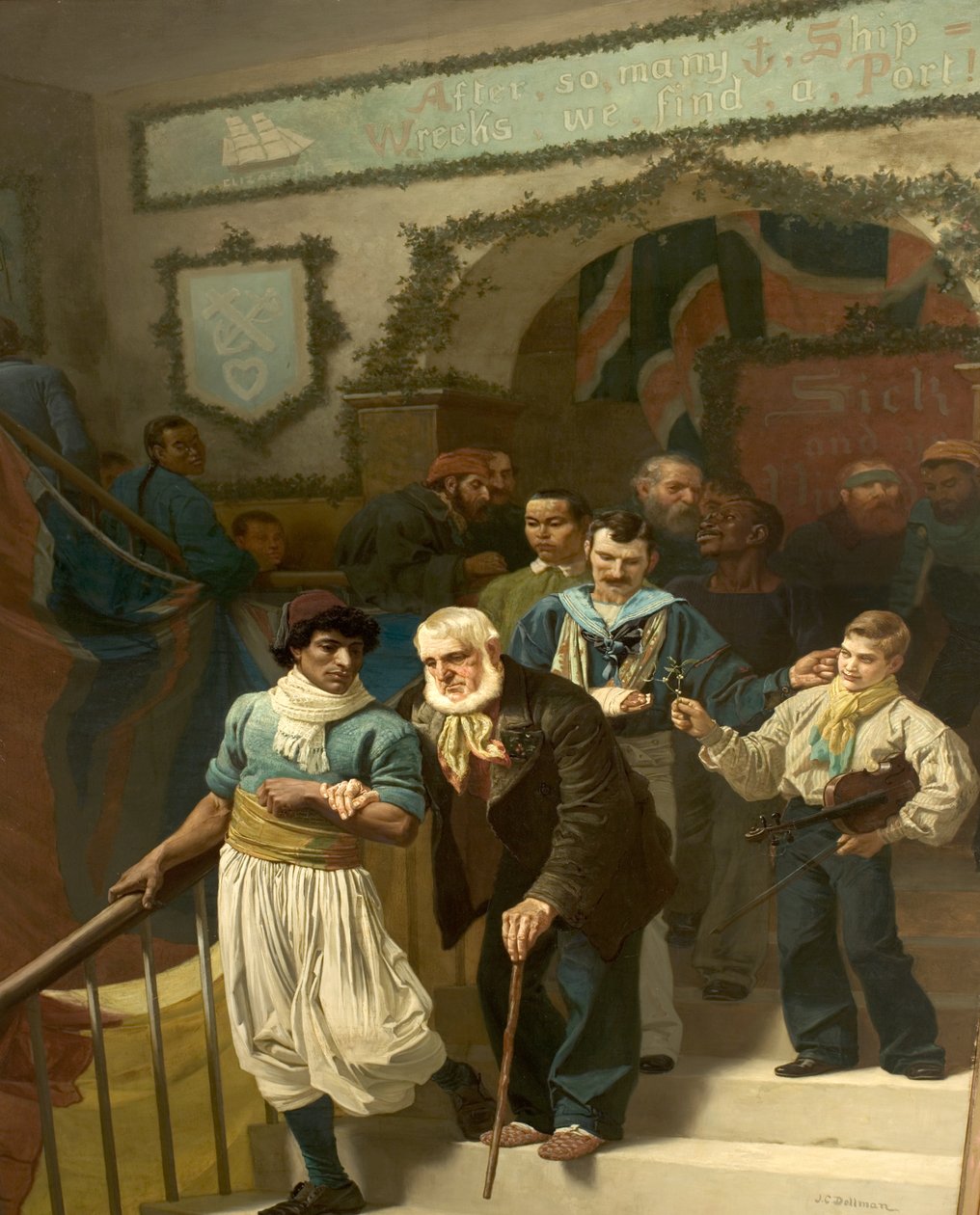 Přátelé v nepřízni osudu, Štědrý den v nemocnici Dreadnought, Greenwich od John Charles Dollman