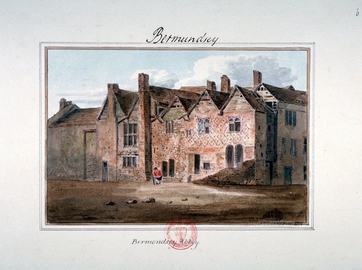 Abbey of St Saviour, Bermondsey, Londýn, 1809 od John Chessell Buckler