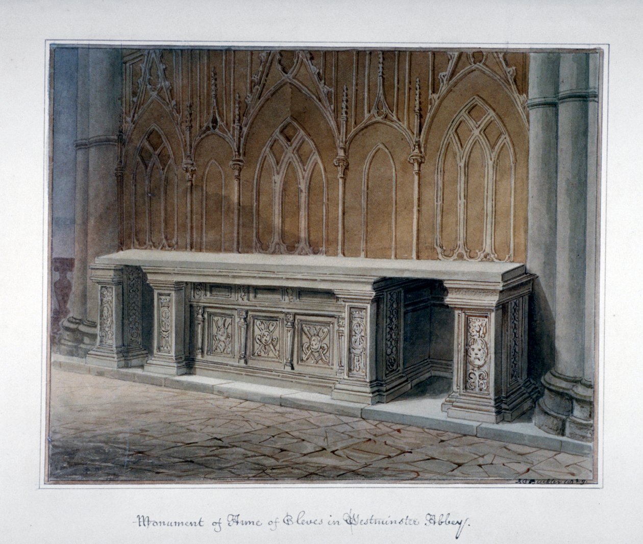 Pomník Anny Cleves, Westminster Abbey, Londýn, 1829. od John Chessell Buckler