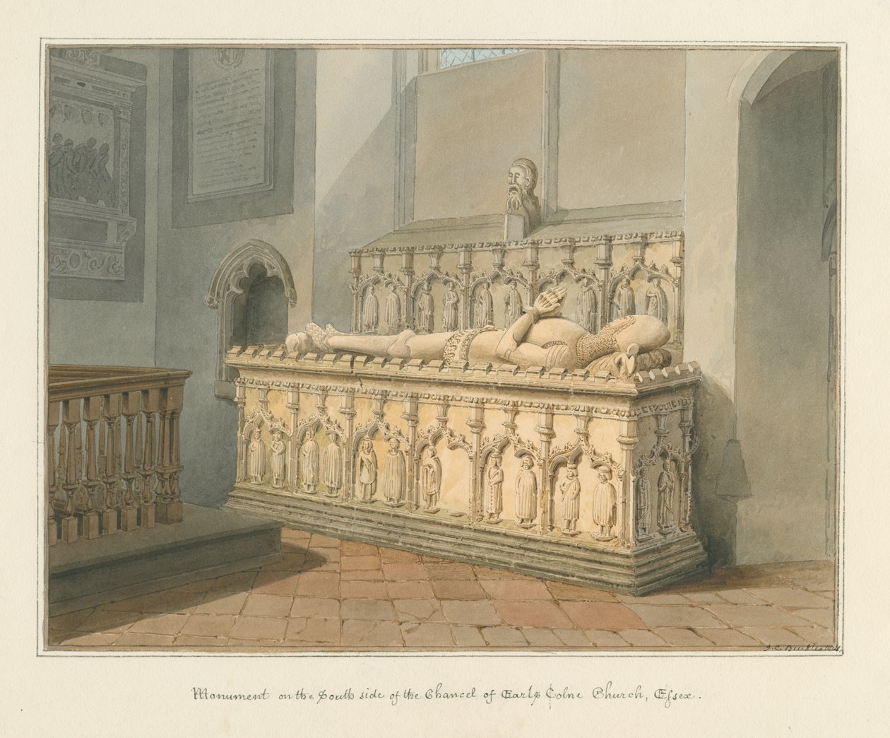 Essex - Earls Colne Church - Monument, 1824 od John Chessell Buckler