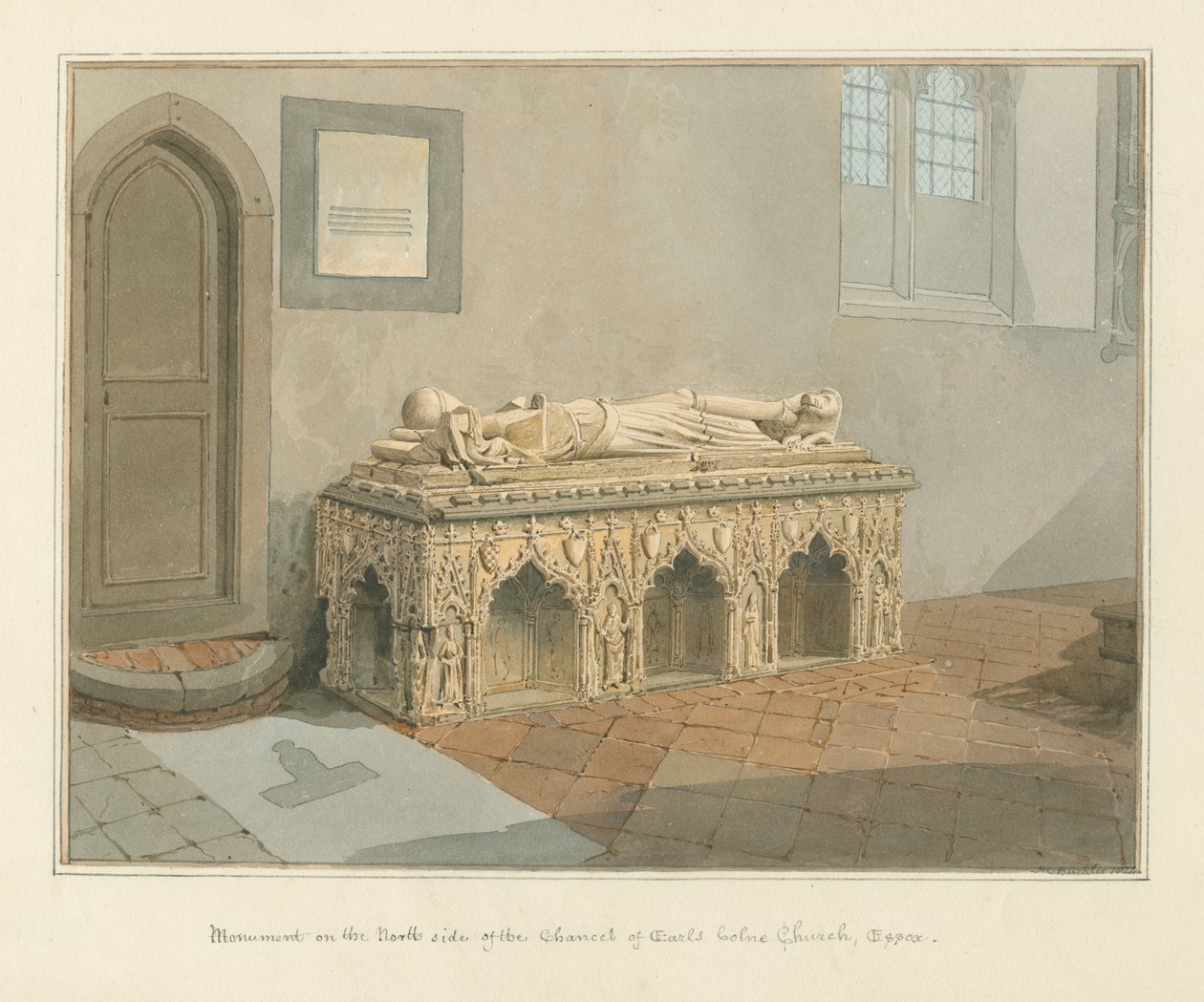 Essex - Earls Colne Church - Monument, 1824 od John Chessell Buckler