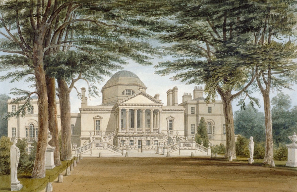 Čelní pohled na Chiswick House, Chiswick, Hounslow, Londýn, 1822 od John Chessell Buckler