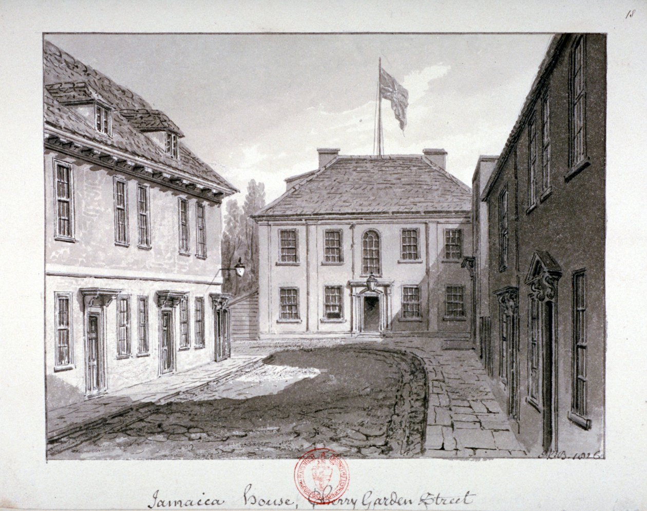 Jamaica House, Cherry Garden Street, Bermondsey, Londýn, 1826 od John Chessell Buckler