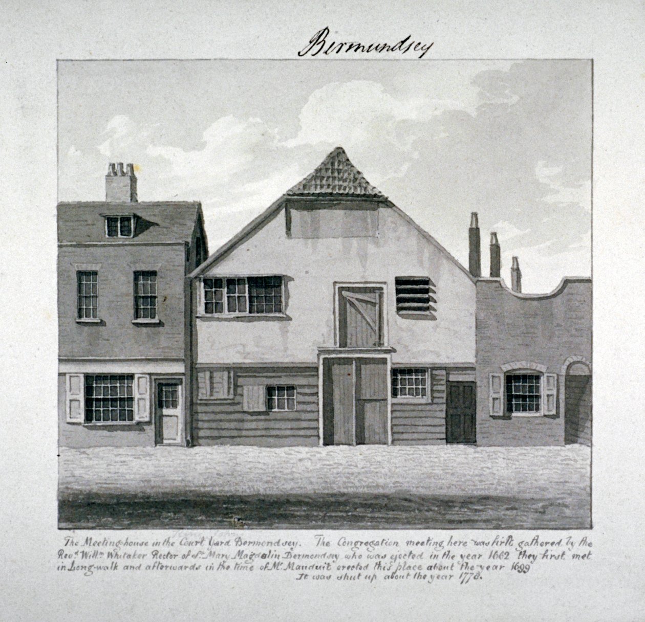 Zasedací dům svaté Máří Magdalény v Court Yard, Bermondsey Square, Londýn, c1828 od John Chessell Buckler