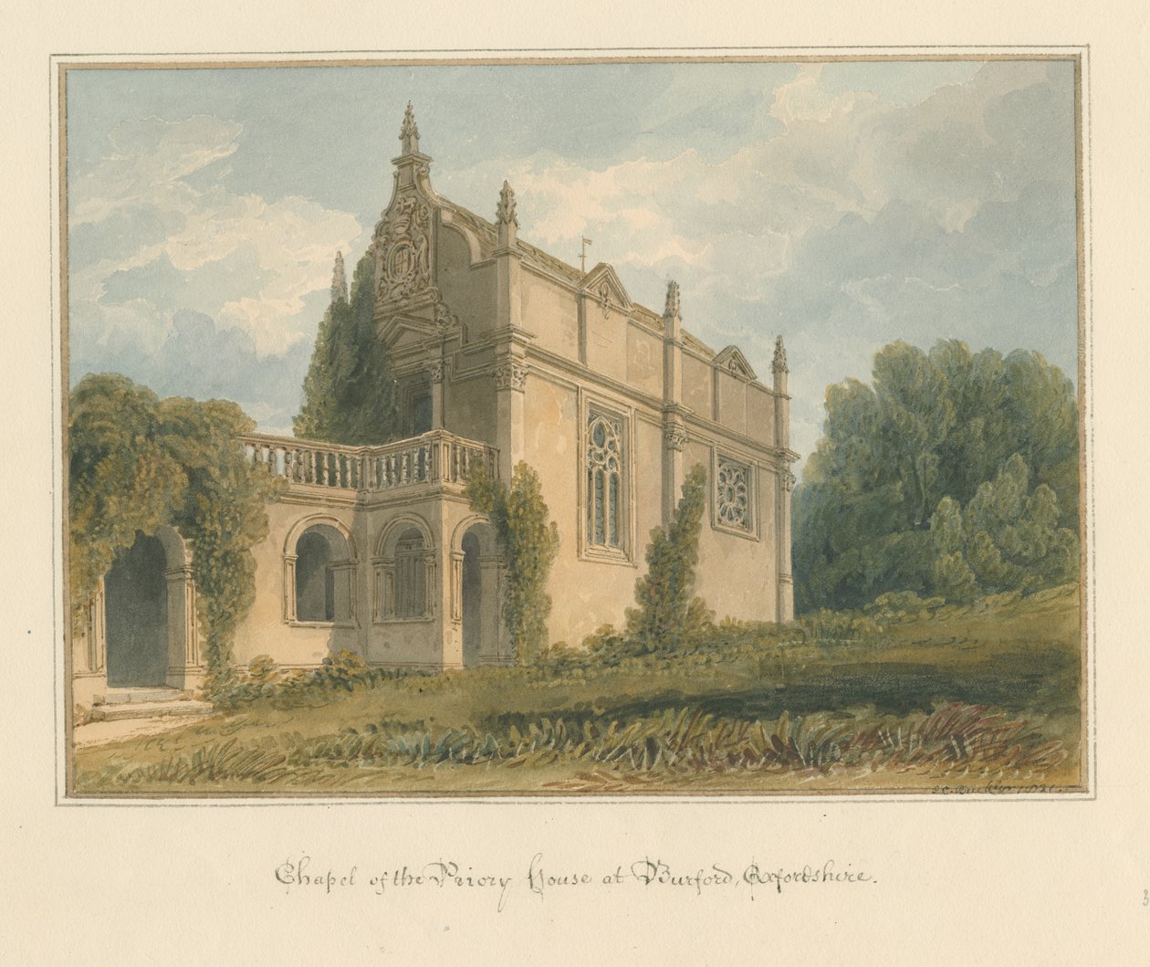 Oxfordshire - Burford - kaple domu převorství, 1821 od John Chessell Buckler